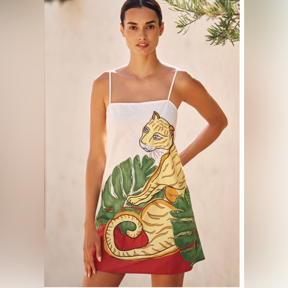 Anthropologie celandine wild tropics tie back shift dress